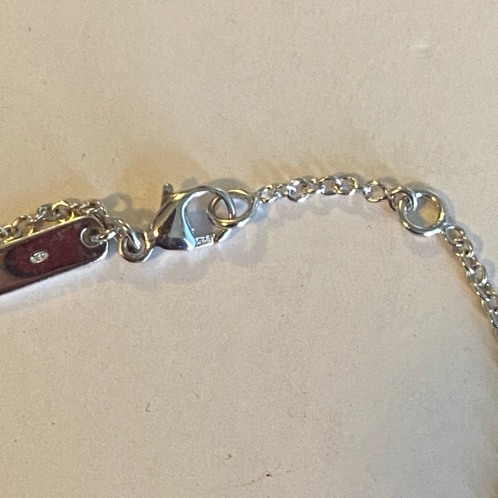 Sterling silver bracelet 925 heart charm tag chain link 3D cutouts - Picture 9 of 9